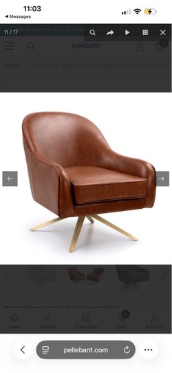 Bathford Faux Leather Swivel Accent Chair