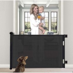 NEW!! Retractable Baby Gate, 34" Tall Extends To 72" Wide, Retractable Mesh