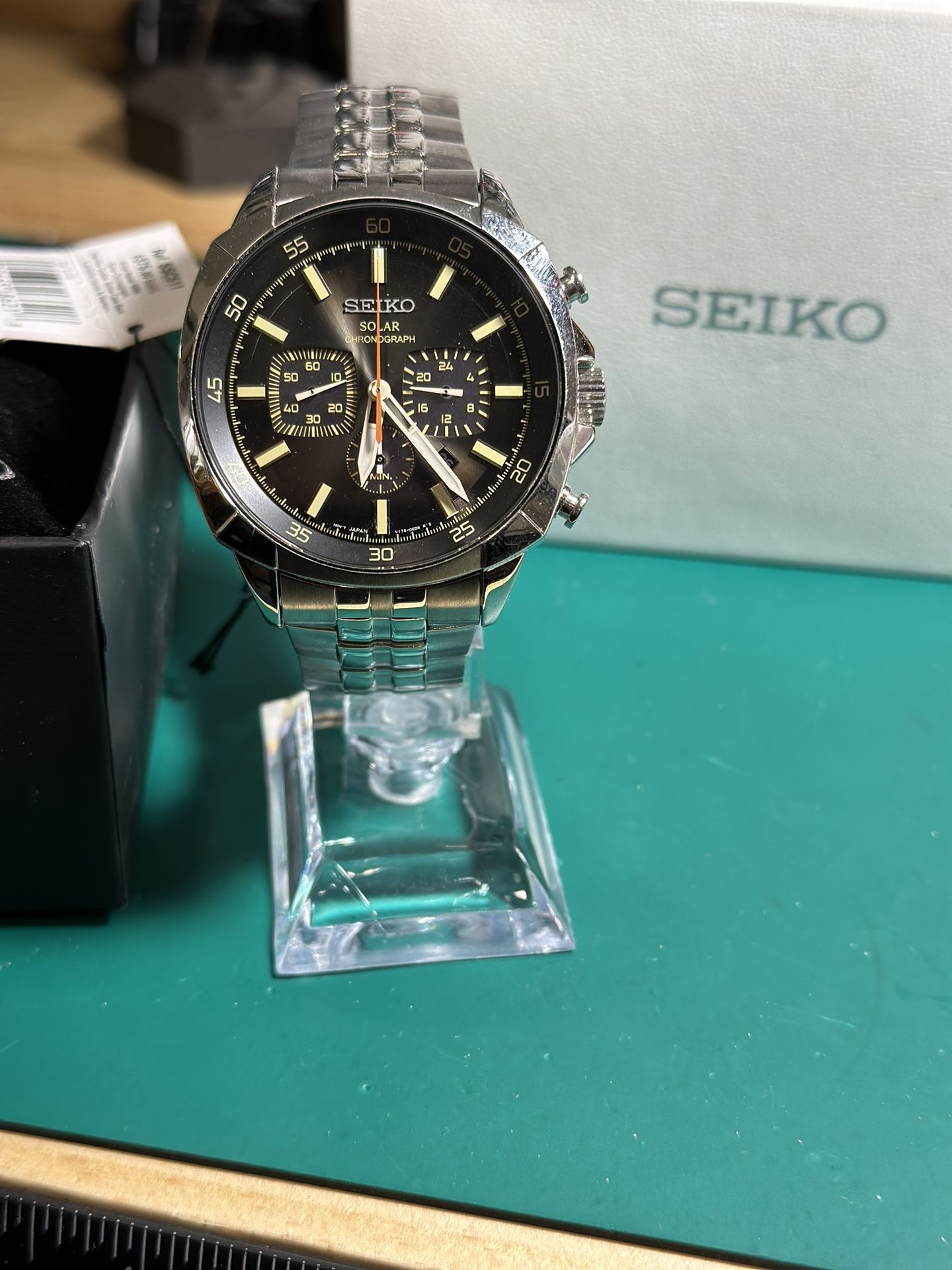SEIKO MEN'S RECRAFT SOLAR CHRONOGRAPH BLACK DIAL WATCH SSC511