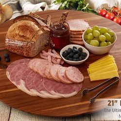 21" Acacia Turntable Wooden Lazy Susan  
for Cheese Boards, Pantry, Fridge, Refrigerator, Countertop (Acacia Wood)

