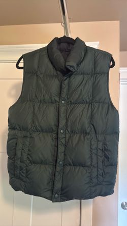 Puffer Down Vest Size L Reversible Navy & Green