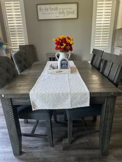 Grey Wooden Table 4 Chairs