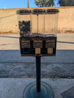 Triple Head Gumball Vending Machine on Stand