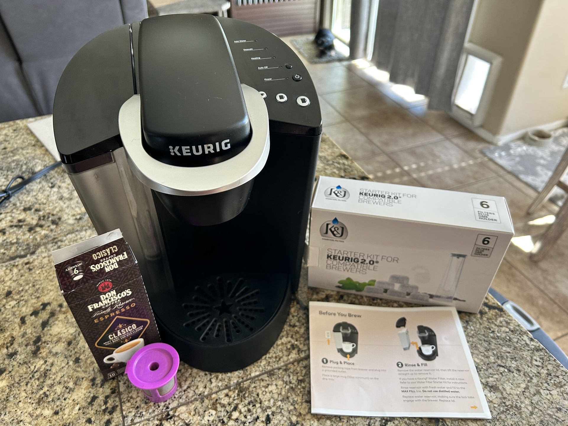 Keurig coffee maker with accessories