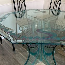 Vintage All Glass Table W Chairs 