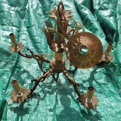 5 Light BRASS CHANDELIER Made In SPAIN 