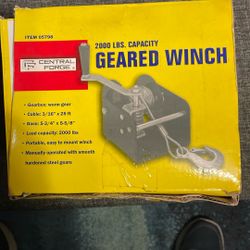 Central Forge 2000 Pound Capacity, Geared Winch, Brand New never been used still in the box.