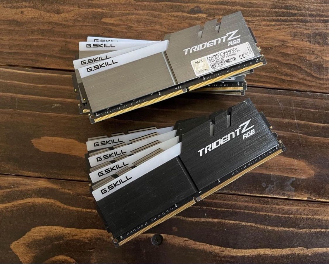128GB (16GB X 8) GSkill TridentZ RBG DDR4 3600 CL17-19-19-39 1.35v Gaming RAM