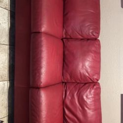 Red Leather Couch & Recliner 