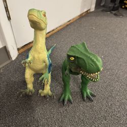 Tyrannosaurus Rex T-Rex Green Large Rubber Dinosaur Approx. 12” tall qty 2 