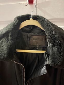 Cavalini Black Faux Leather Jacket with Sherpa Collar