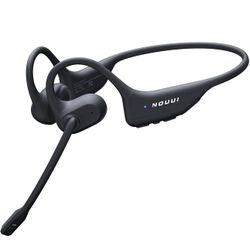 Open Ear Headphones with Mic, Dual Connection Bluetooth Headset with Microphone (AI Noise Cancelling), Bluetooth 5.3 Headphones with Mic, Sweatproof W