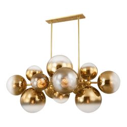 NY: Corbett Lighting Kyoto 12-Light Linear Chandelier – Vintage Polished Brass