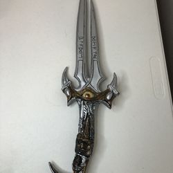 Vintage Prop Halloween Dagger  Plastic Silver Blue - HTF
