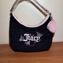 Juicy Couture Wingin It Hobo Bag With Wallet Liquorice/pink