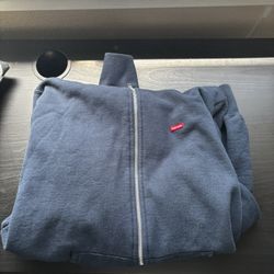 Supreme Small Box Thermal Zip Up Hoodie Navy