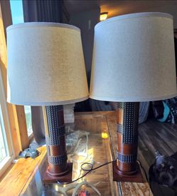Pair of Table Lamps with Linen Shades