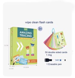 100 sided kids wipe clean flash cards .kids write learning New