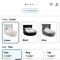 Twin Sized Bed Frame With Headboard All Around Storage With 12in Twin Mattress 