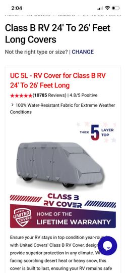 Class B 24-26 foot RV cover united covers