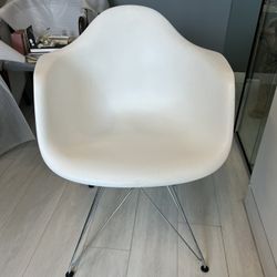Authentic Herman Miller White Armchair with Chrome Legs