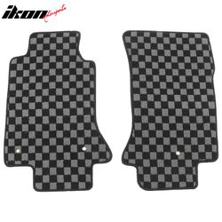Fits 2005-2013 Corvette C6 Floor Mats Non-Slip Carpets Checkered Black Gray Plaid