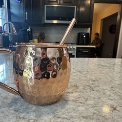 Moscow Mule Copper Mugs – Set of 4 with Straws – Handmade 16 oz Hammered Copper
