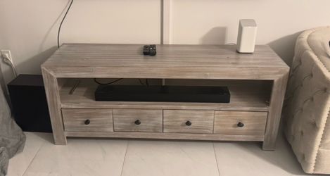 Gray Wood TV Stand with Drawers