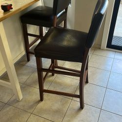 Bar Stool Leather Chairs - Brown 