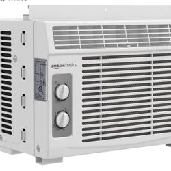 Amazon Basics 5000-BTU Small Window Air Conditioner, Up to 150 Sqf, Window AC Units with Cool and Fan Functions, Washable Filter, Adjustable Window Ki