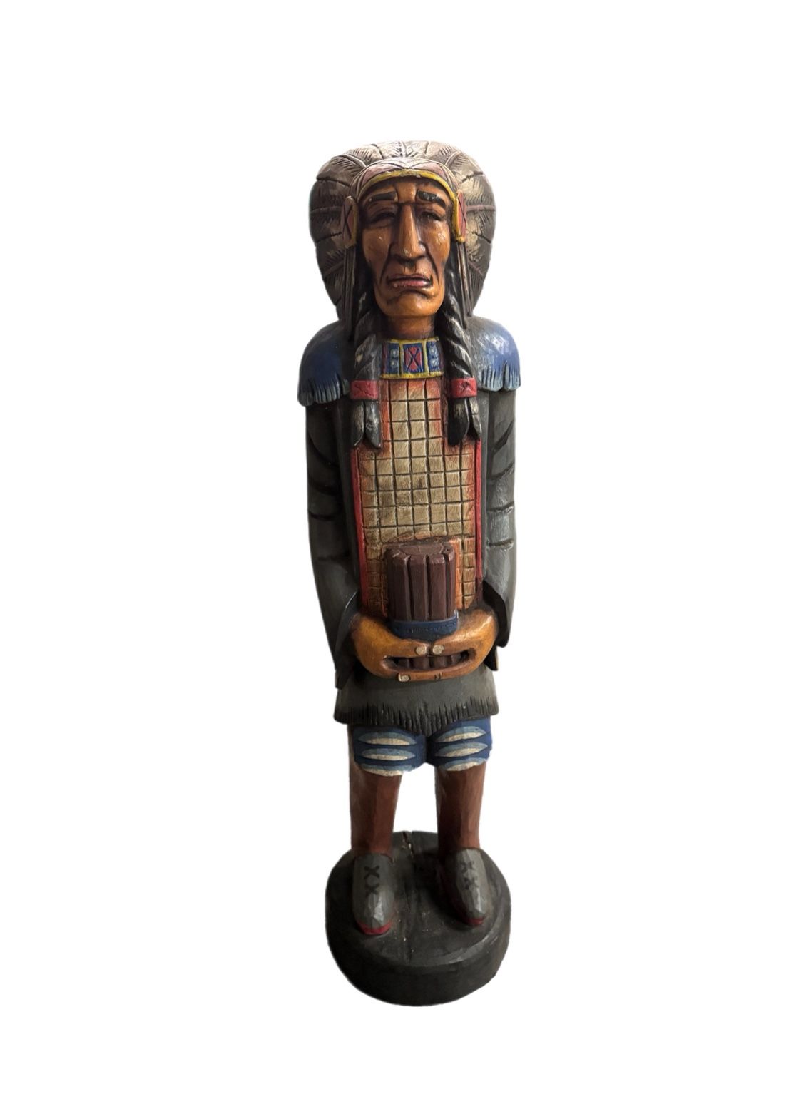 Vintage Carved Cigar Store Wooden Indian 40in 