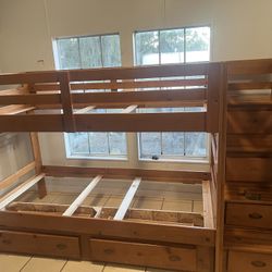 Twin Over Twin Bunk Bed With Stairs And Storage
