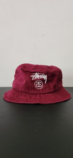 Stussy Men's Burgundy/Maroon Bucket Hat (Size: S/M)
