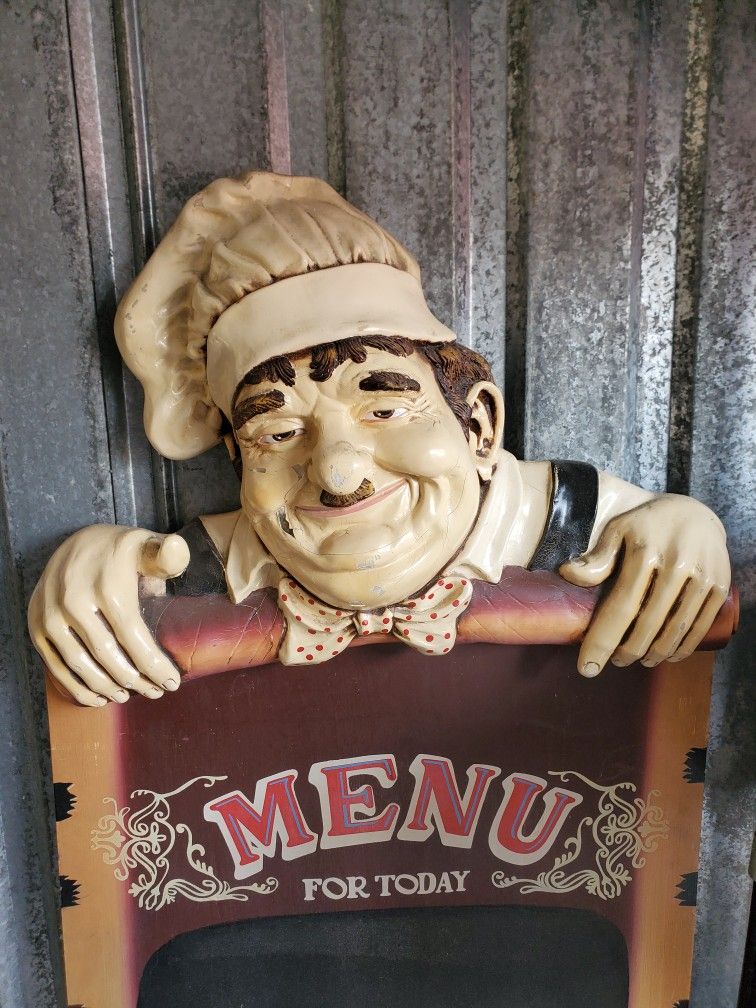 5' VINTAGE CHEF COLLECTABLE MENU BOARD