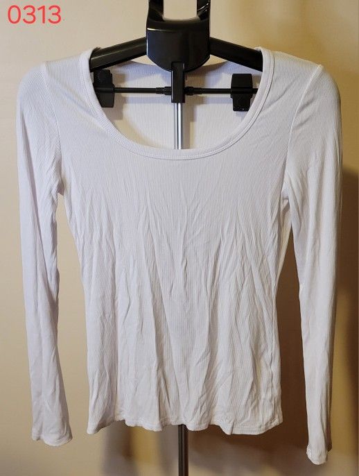 White Long Sleeve Top - Size L (0313)