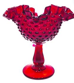 Carnival Glass Red Millersburg Hobnail Glass Dish