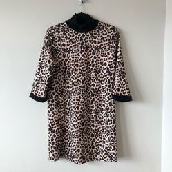ZaraAnimal Print Mock Neck Shift Mini Dress