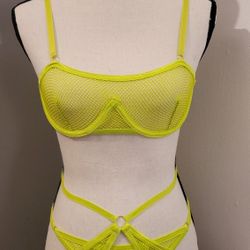 Neon Green 2 Piece Bra And Panty Set