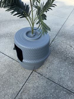 Hidden Cat Litter Box Planter with Faux Palm & Removable Tray – $35