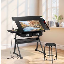 Adjustable Drafting Table Set with Charging Station-Brand New