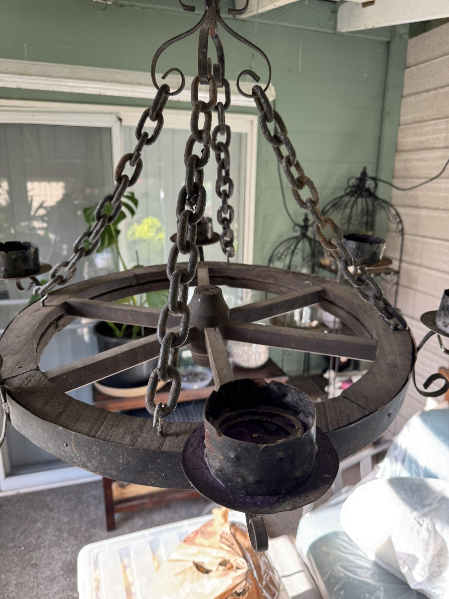 Candle Holder Carriage Wheel