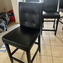 4 Leather Black Bar/Dining Room Chairs