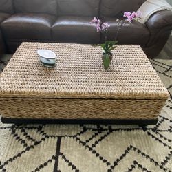 Woven Rattan Coffee Table With Storage