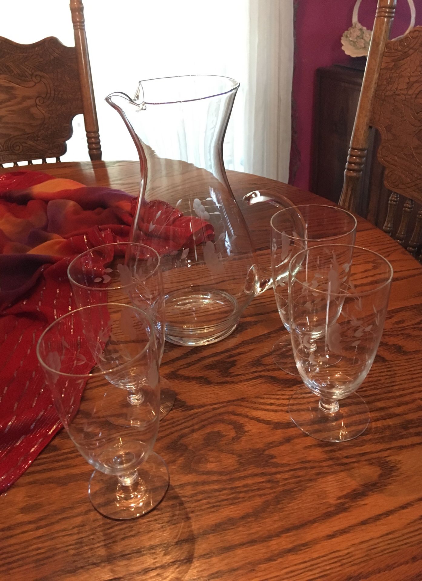 Princess house large picture and four stem glasses