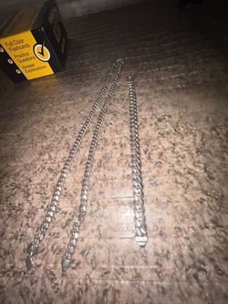 Cuban link chain set. .925 silver