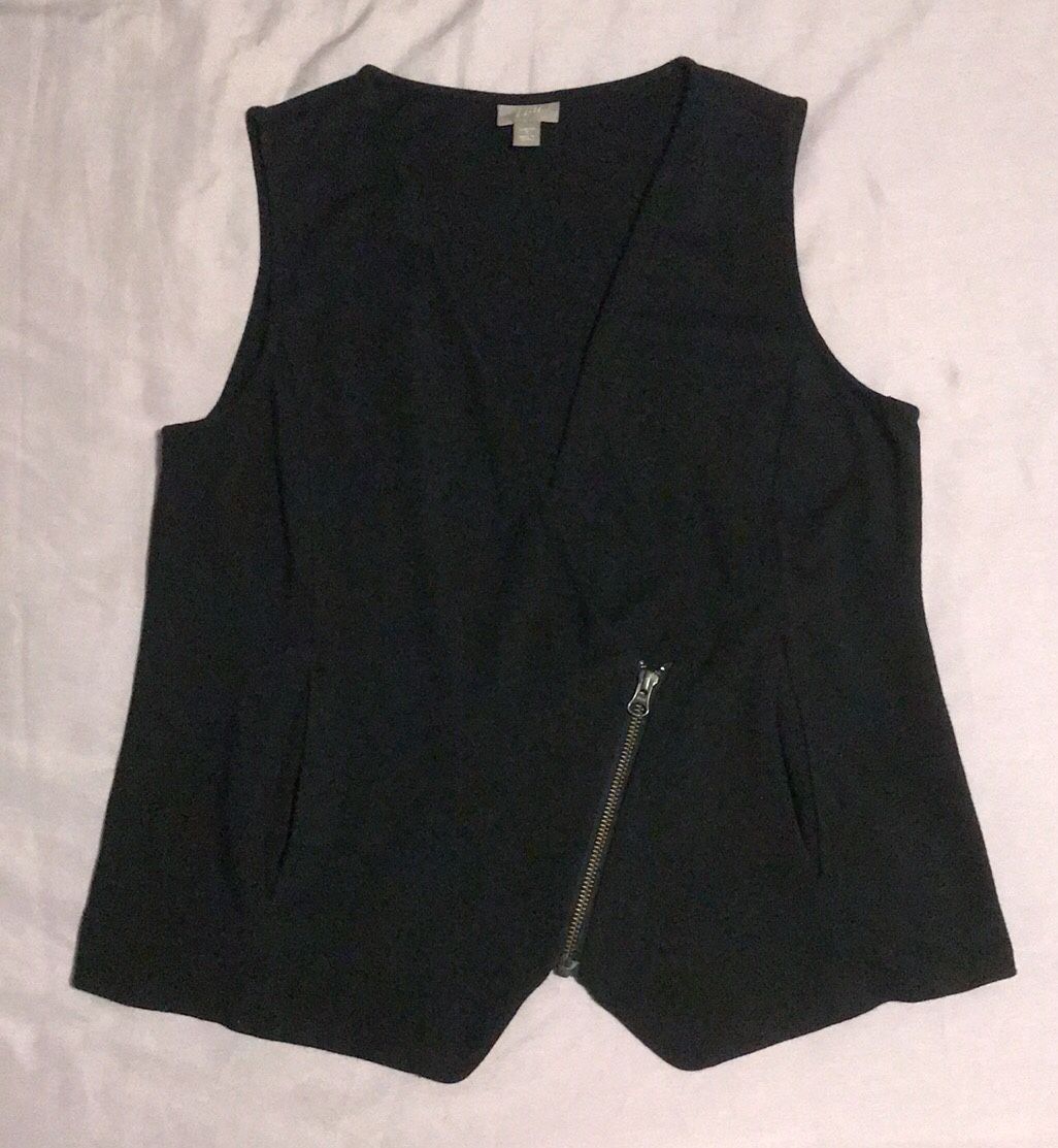 J.Jill: Gothic Style Long Black Skirt & Vest with Zippers, Size Small