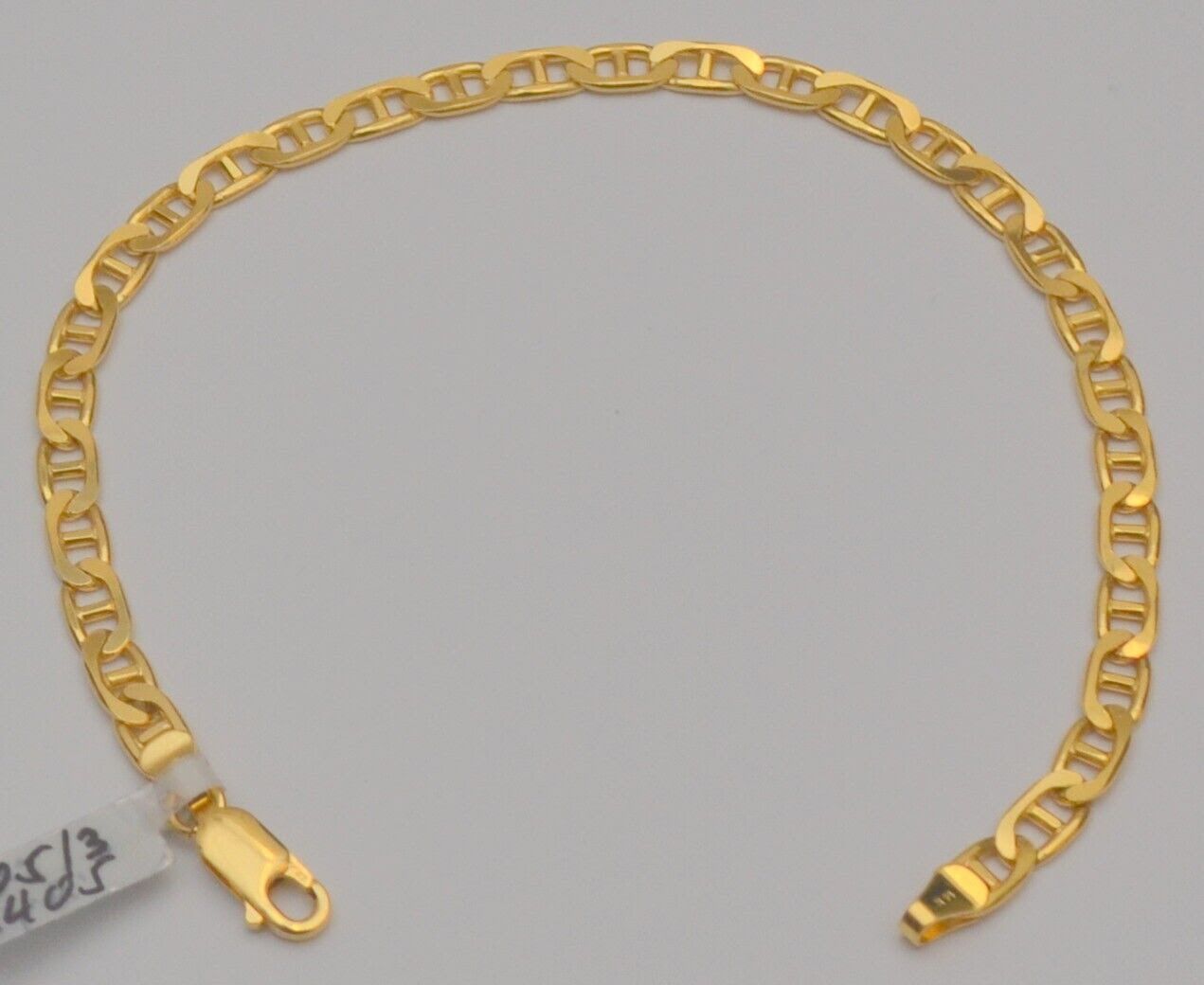 14k Yellow Gold Flat Mariner Link Chain Bracelet 8 Inches 7.9 Grams