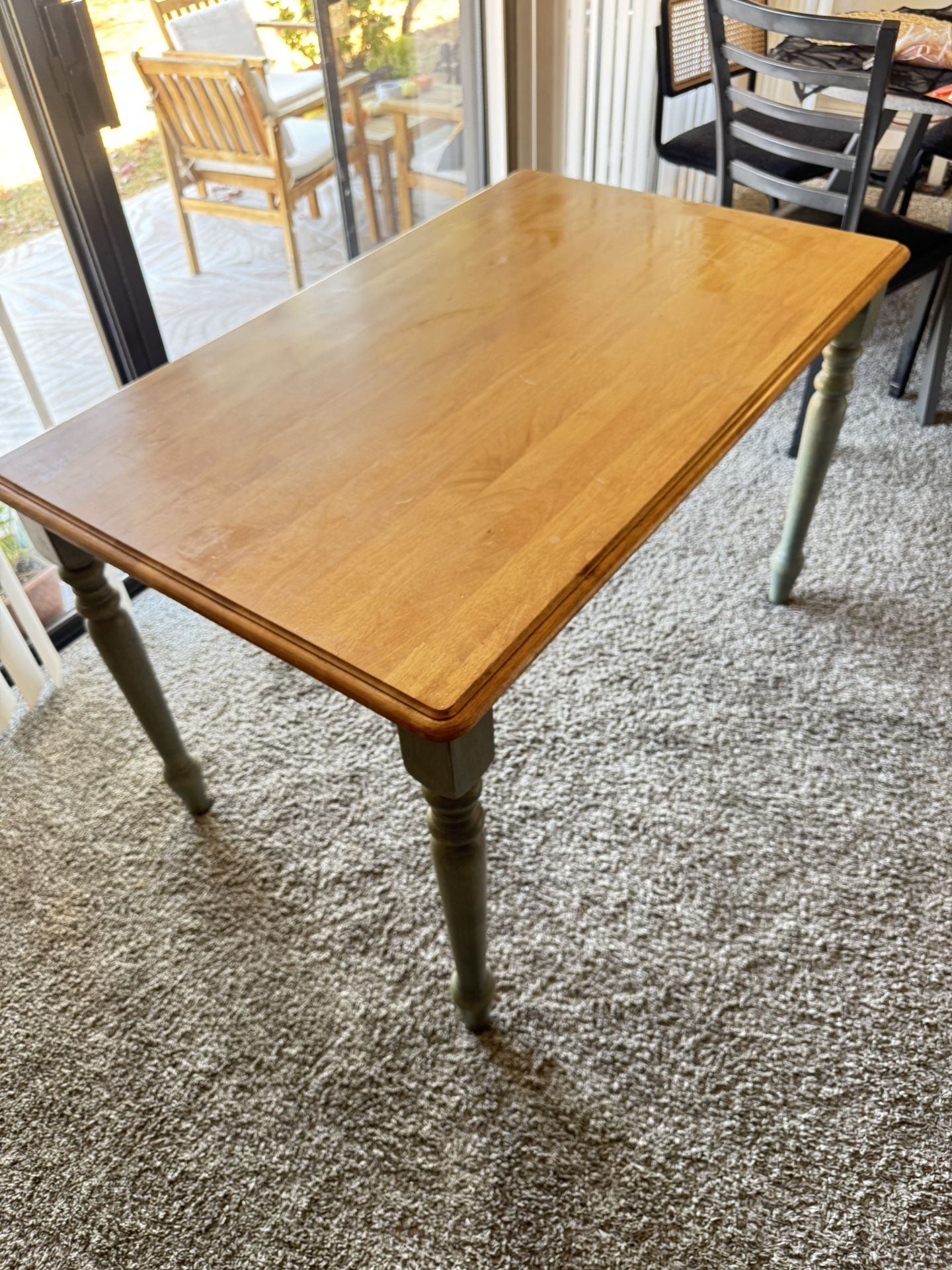 Oak Dining Table w/ green legs