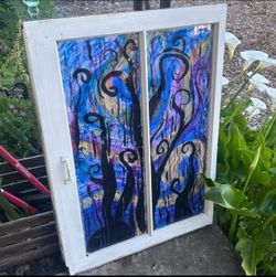 Abstract Painted Window Original Art 24x34”
