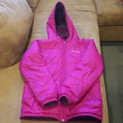 Girls Columbia Pink Reversable Coat Size 12/14
